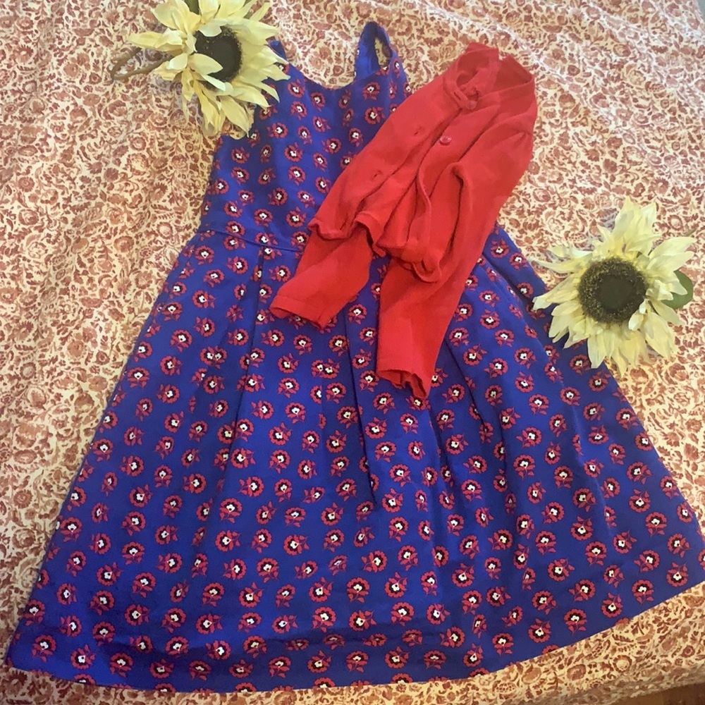 Janie and Jack size 5 royal blue pleated bodice with buttoned down back